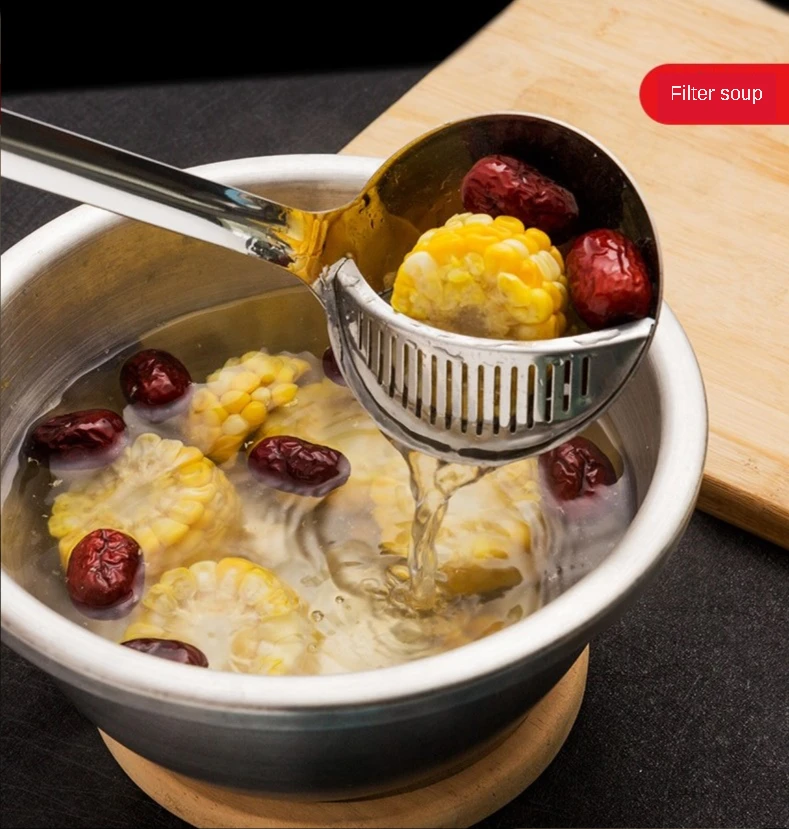 

K-STAR 304 Stainless Steel Dual-purpose Soup Spoon Colander Kitchen Restaurant Tableware Supplies Creative Gadget Dropshipping