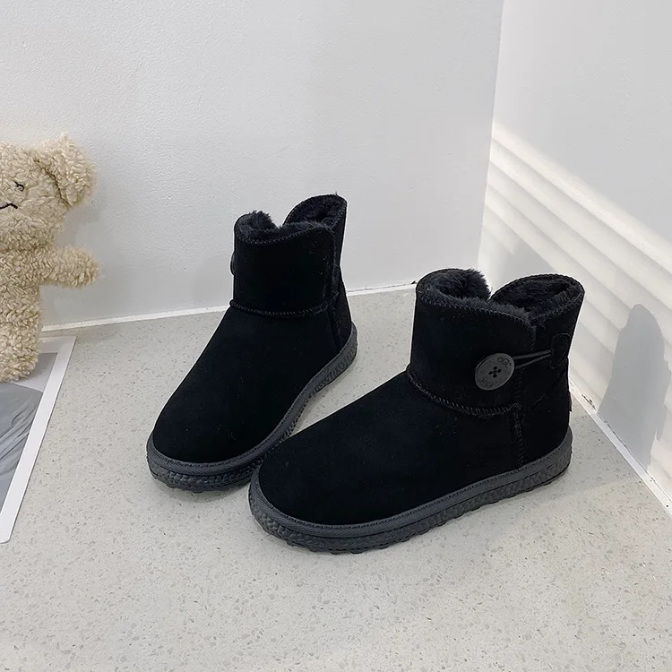 

2021 осень и зима новая Корейская версия простых повседневных зимних сапог на плоской подошве теплые и удобные кашемировые студенческие сапо...