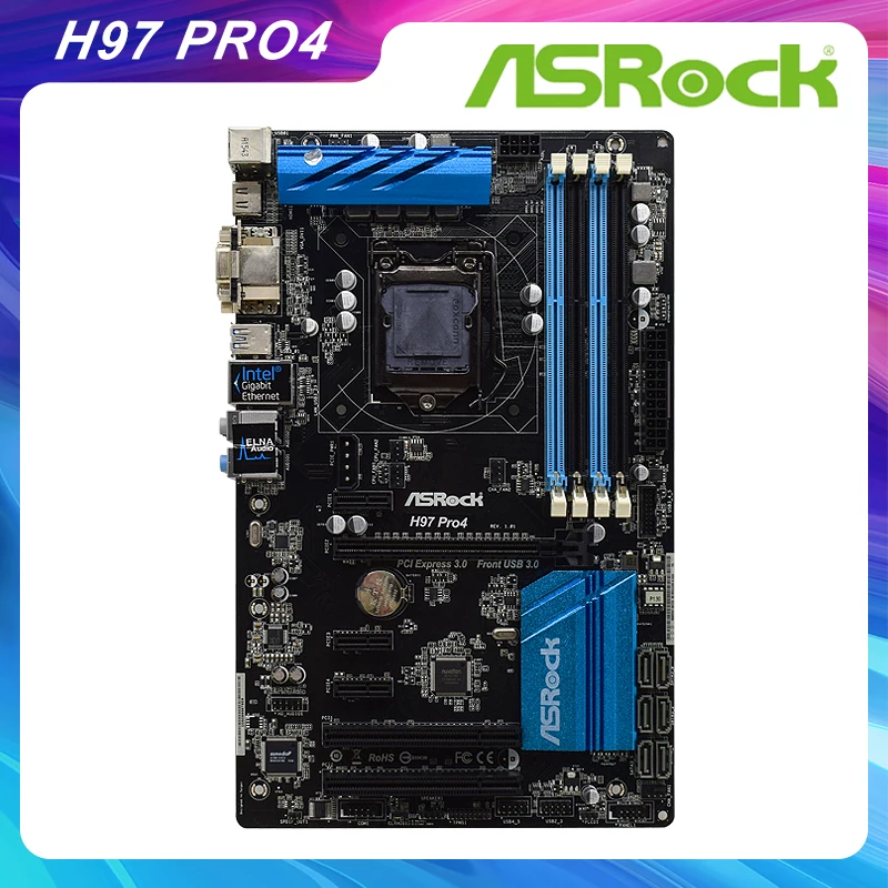 

H97 Pro4 для ASRock Intel H97 LGA 1150 материнская плата для настольного ПК DDR3 32 Гб PCI-E 3,0 5 × USB3.0 ATX Xeon E3-1285 v3 Core i7 i5 i3 CPU