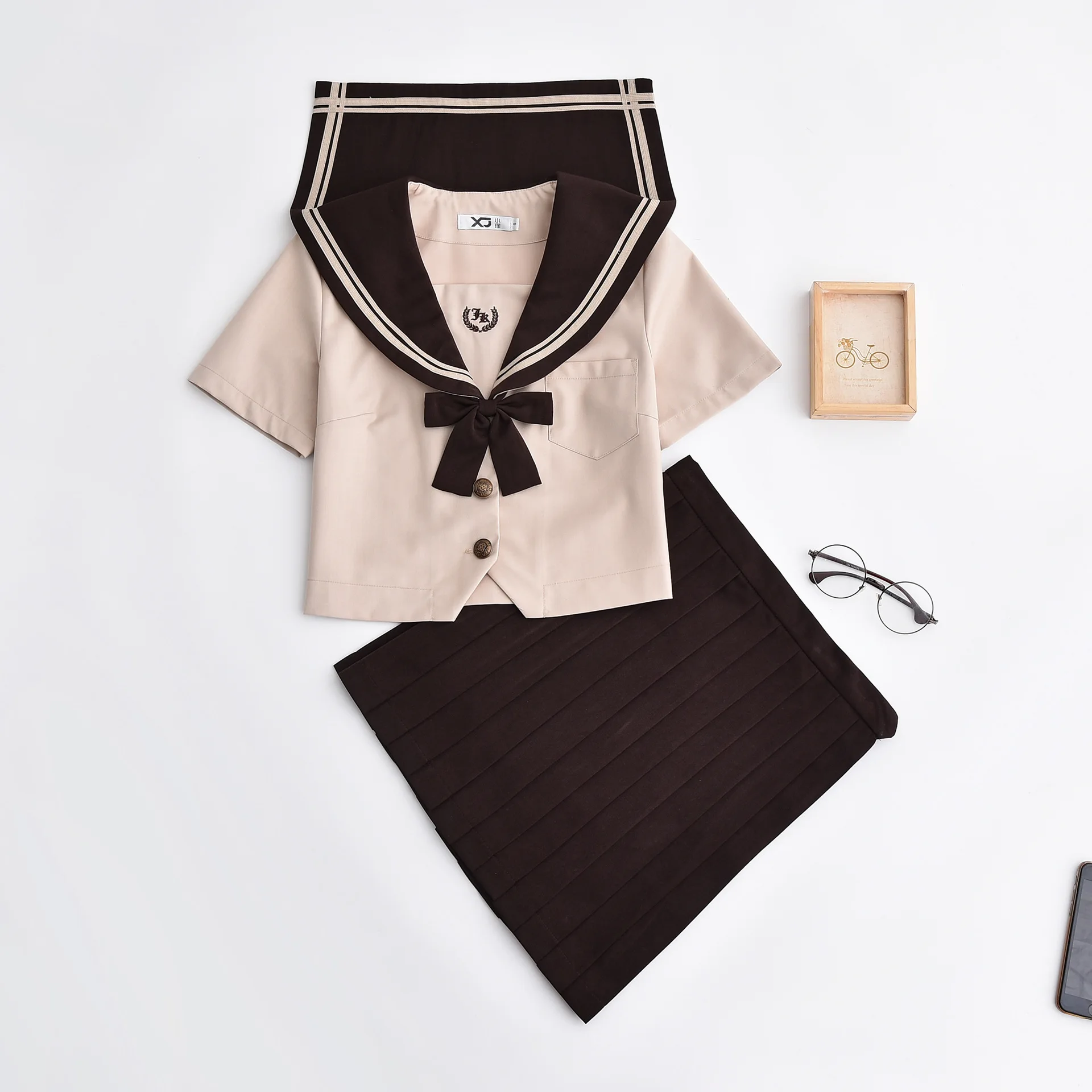 Милая девушка коричневая форма JK новая распродажа матросские топы