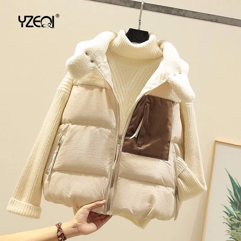 

Yzeqi 2020 New Women Vest Women Casual White Black Autumn Winter Waistcoat Short Korean Sleeveless Coat Jacket Female Vest Tops