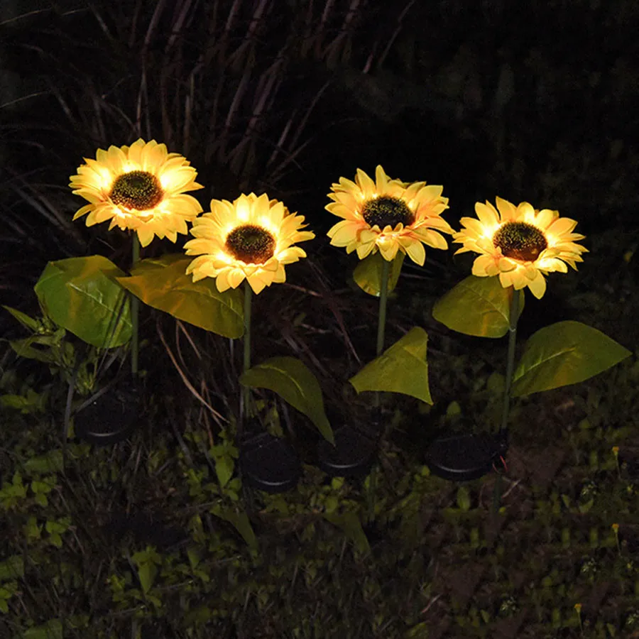 

Solar LED Outdoor Lights Sunflower Garden Lighting Creative Large Realistic Flowers Landscape Light For Courtyard Front Patio