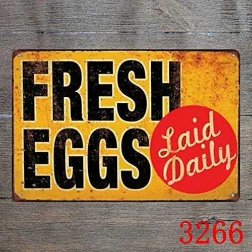 

Tin Logo (Fresh Egg Laying Daily) Decorative Wall Painting Metal Logo 12 x8