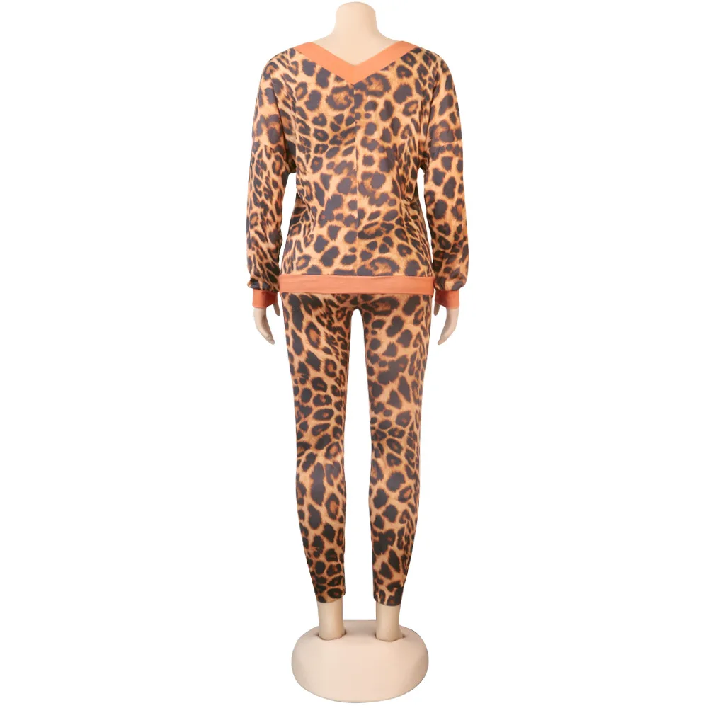 

Spring Autumn Women 2 Piece Set Casual Female Tracksuit Camouflage Tie Dye Leopard Pullover Top and Long Sweatpant Sporty Suits