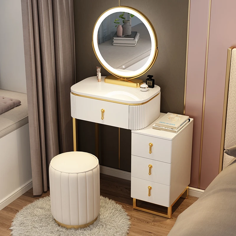 

Slate Furniture Makeup Dressing Table with Mirrors Girl Bedroom Bedside Storage Cabinet Integrated Minimalist Makeup Vanity