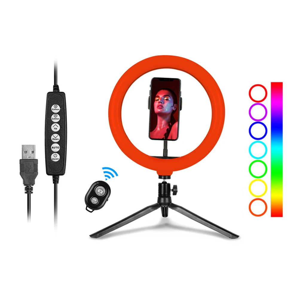 

Кольцевой светодиодный RGB светильник, 10 дюймов, 2800-6500 К, с шаровой головкой