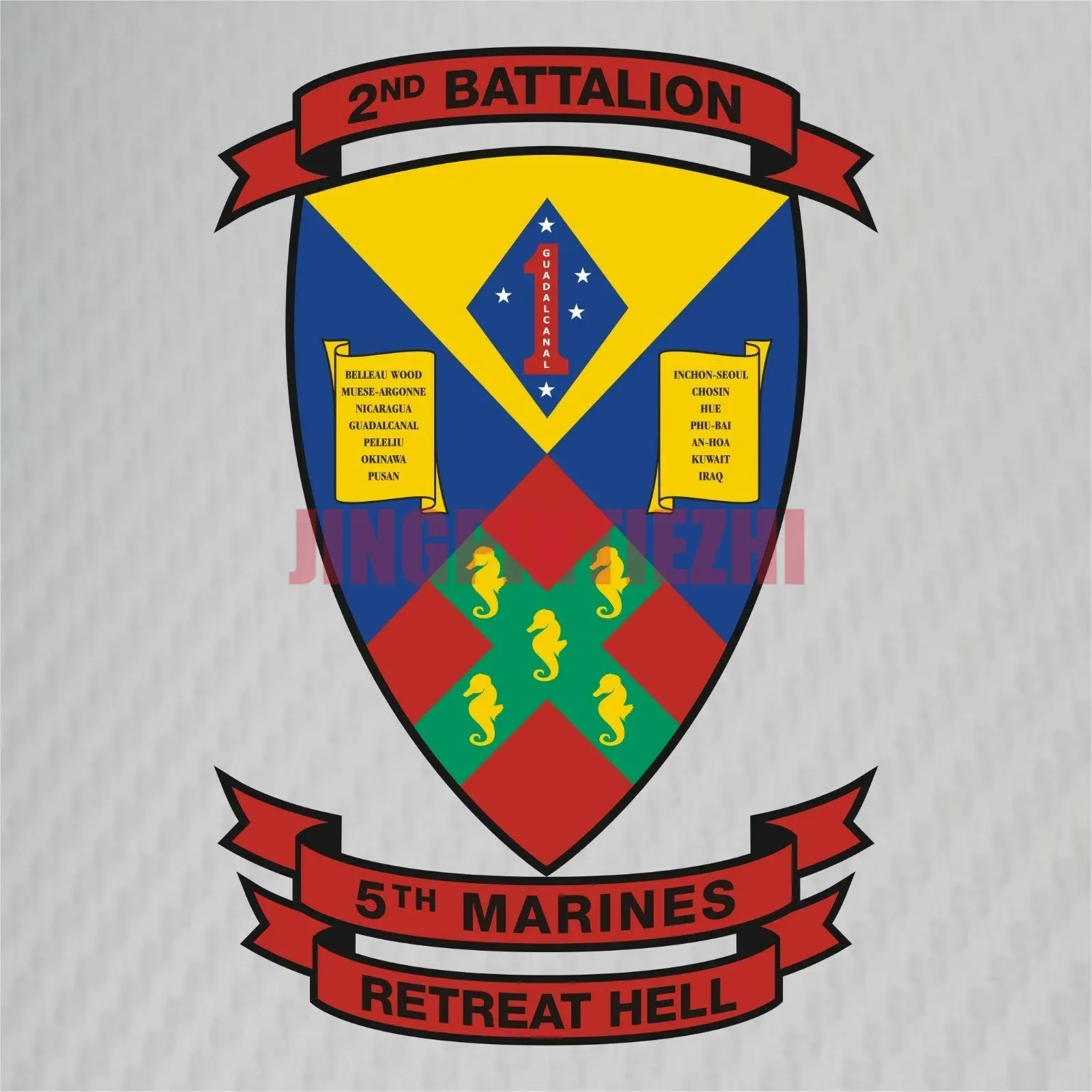 Наклейка на мотоцикл детализированная эмблема 2 го батальона 5 военного корпуса