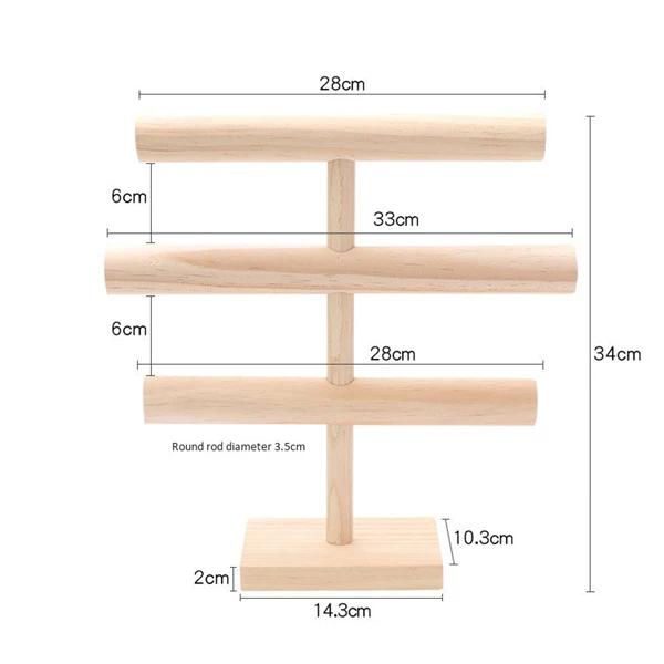 

2 Pcs Bracelet Necklace Display Stand Multi-Layer Solid Wood Hanging Storage Shelf Wooden Jewelry Rack Props