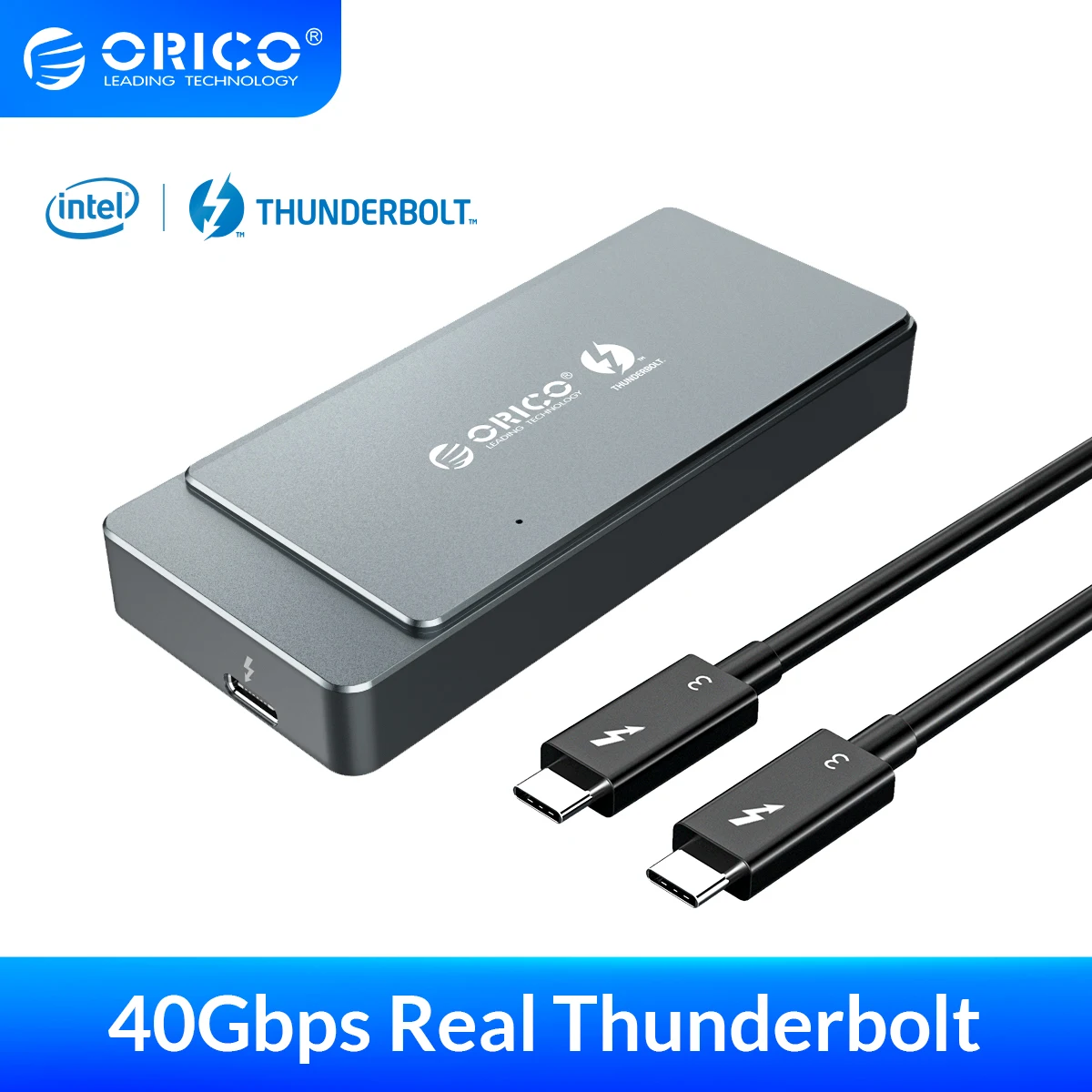 

ORICO Thunderbolt 3 M.2 NVME SSD Enclosure 40Gbps Support 2TB Aluminum with 40Gbps Thunderbolt 3 C to C Cable For Mac Windows