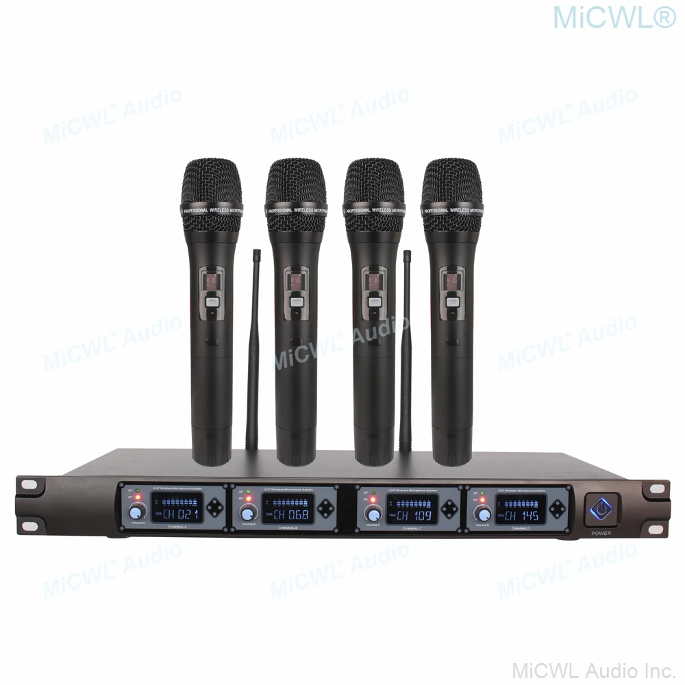 저렴한 MiCWL 4 핸드 헬드 옷깃 헤드셋 무선 마이크 시스템 KTV DJ 가라오케 무대 전문 동적 마이크, 3 년 보증