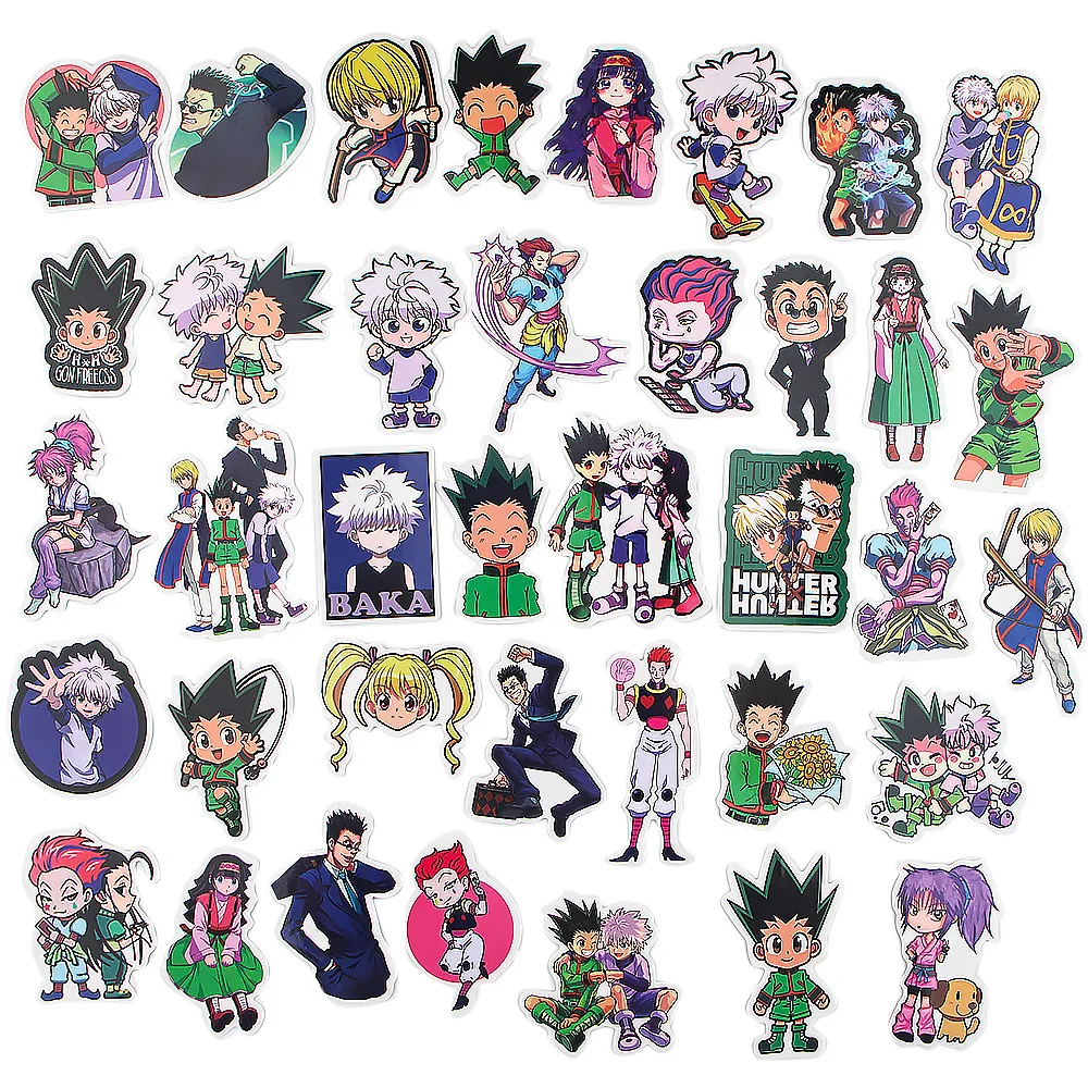 

37Pcs Pack Cool Hunter x Hunter Anime Stickers Waterproof DIY Laptop Skateboard Luggage Cartoon Stickers Toy Decal For Children