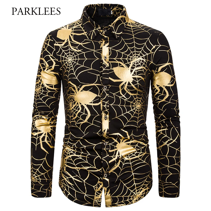 Стильные мужские рубашки золотого и бронзового цвета Chemise Homme новинка 2019