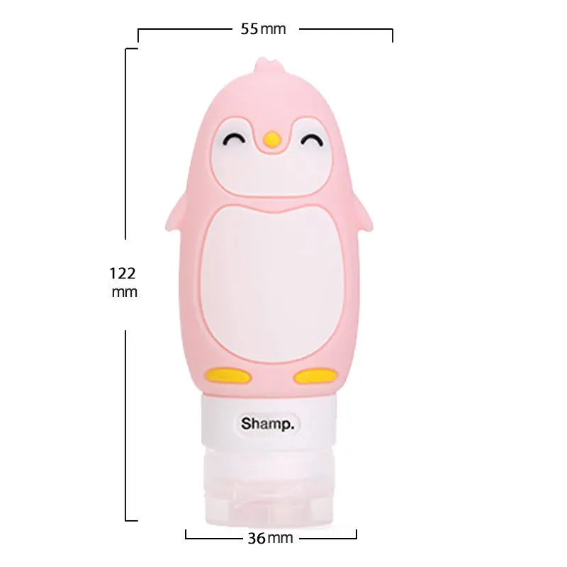 pink penguin 1 шт. 38 мл 60 мл 80 мл Портативный Силиконовый многоразовый Пустой дорожный Упаковочный пресс для лосьона и шампуня косметические контейнеры - Цвет: pink penguin