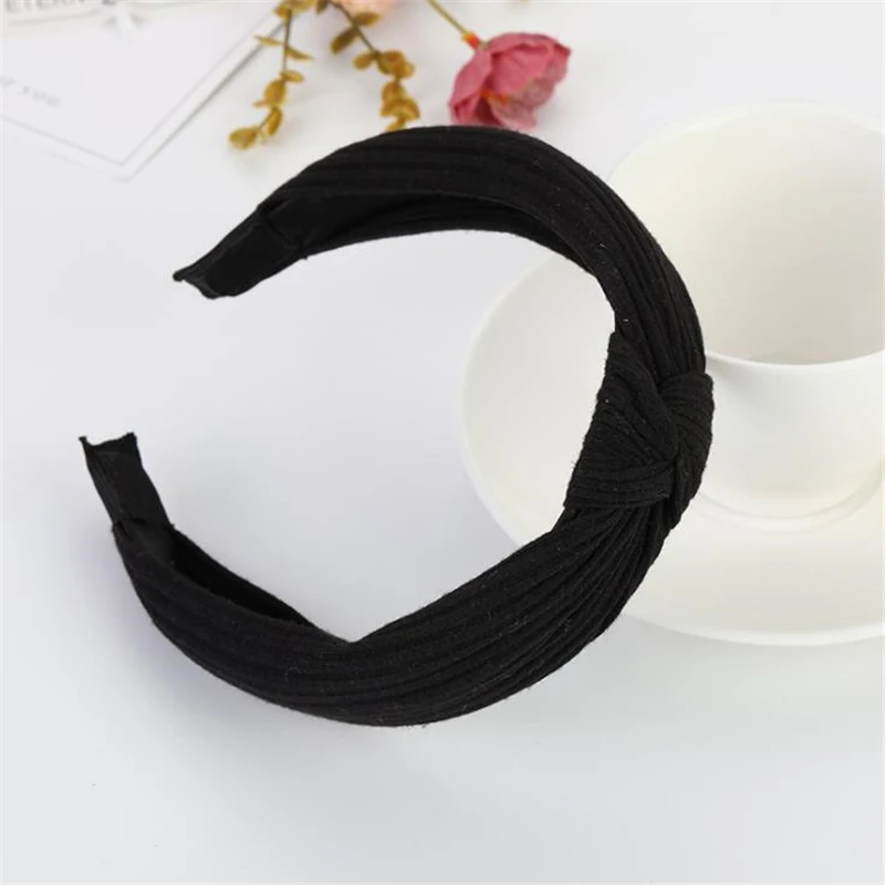Модный Ретро тканевый УЗЕЛКОВЫЙ ободок однотонный мягкий для волос высокое