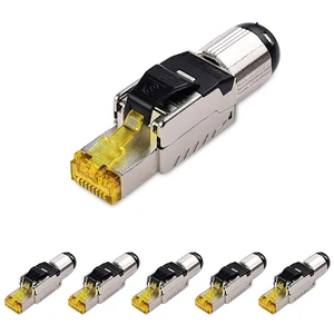 6 pack tool free shielded rj45 cat 8 cat8 field termination plug cat8 connector cat8 plug free global shipping