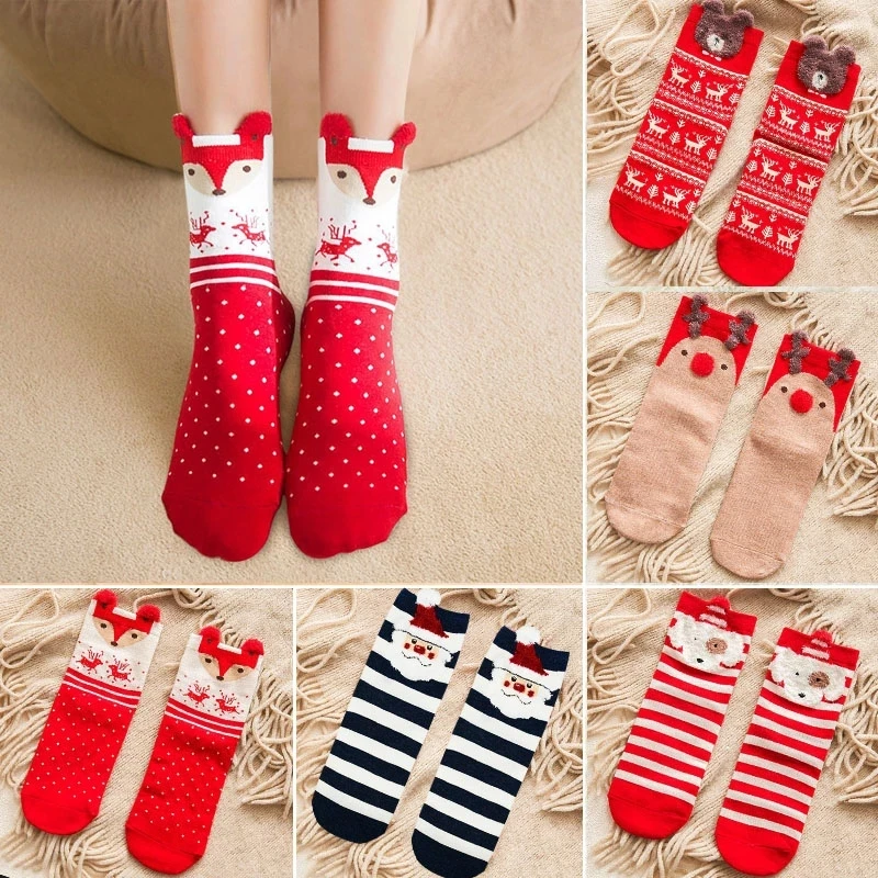 

Cotton Christmas Socks Merry Christmas Decoration for Home Santa Claus Elk Pattern Xmas Gifts Sock Navidad New Year Kerst Natal