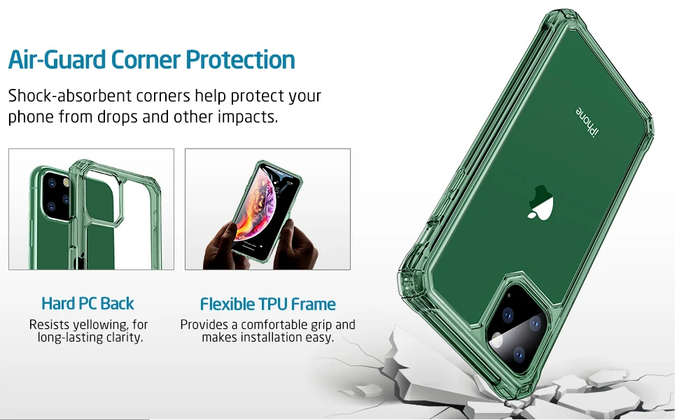 ESR противоударный чехол для iPhone 11 Pro Max, Прозрачный задний бампер, четыре угла, защитный чехол для iPhone 11 11 Pro