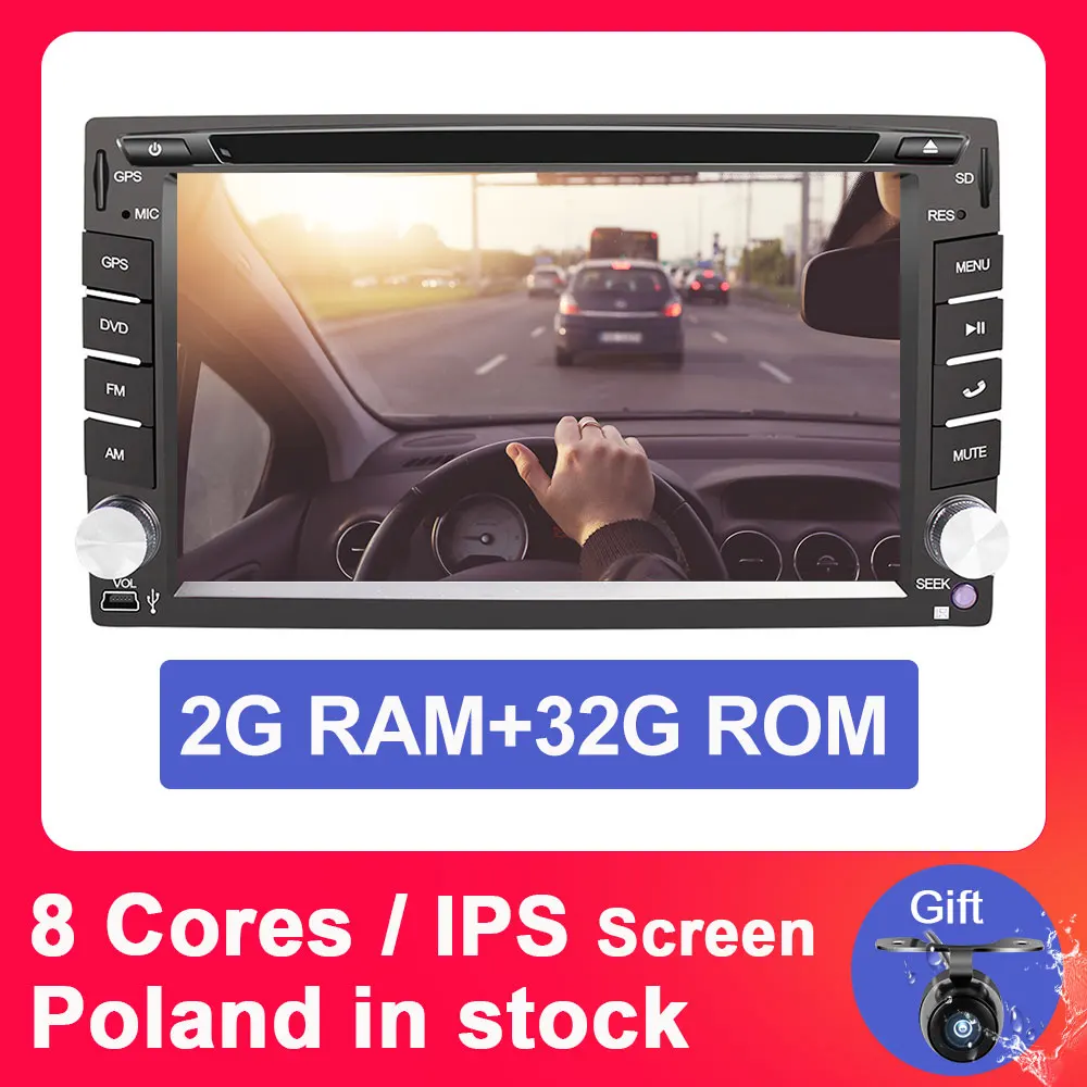2G 32G Android 9.0 Eunavi 2din универсальный Android 9,0 автомобильный dvd мультимедийный плеер Радио Стерео магнитофон аудио стерео gps Navi ips сенсорный экран - Цвет: 2G 32G Android 9.0