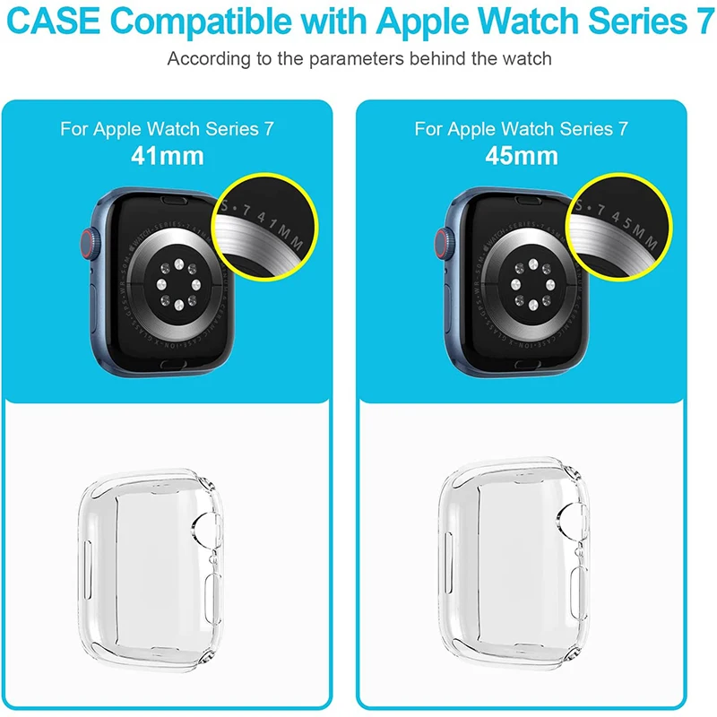 Cover Protector For Apple Watch case 45mm 41mm 44MM 40MM Full TPU Screen Bumper 42mm 38MM accessories iwatch series 7 SE 6 5 4 3