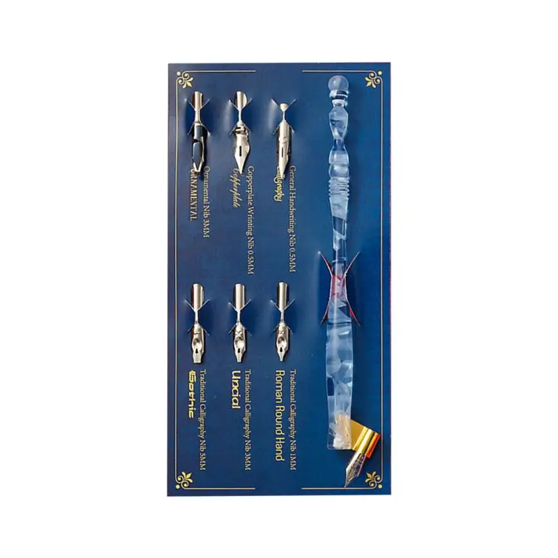 

594F Retro Manga Calligraphy Dip Pen Holder with 6 Nibs for Lettering Skiching Art Drawing Painting Tool