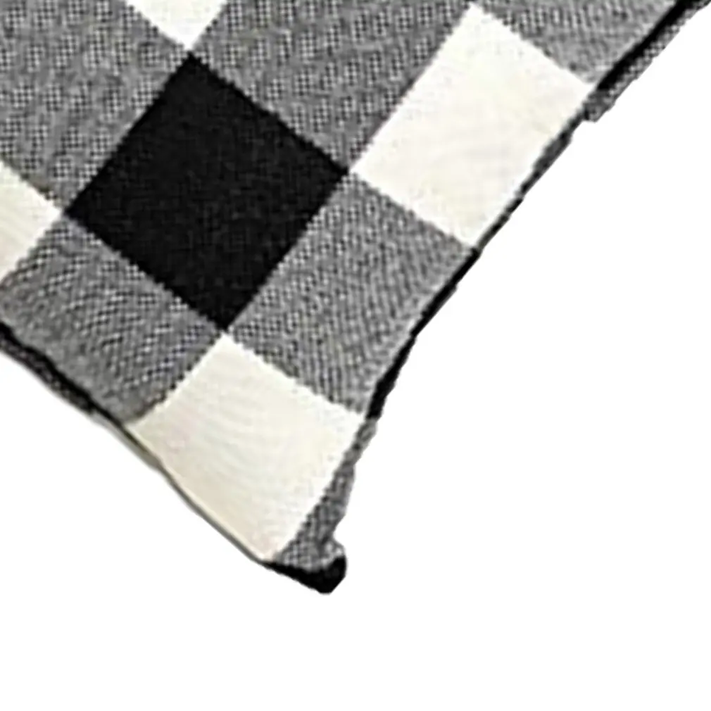 

2 Pcs Cotton Linen Pillowcase Black And White Plaid Sofa Bed Chair Home Decoration Washable Durable Pillowcase