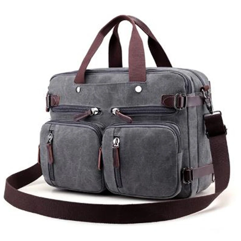 Портфель мужской холщовый Кожаный Дорожный чемодан мессенджер на плечо большая