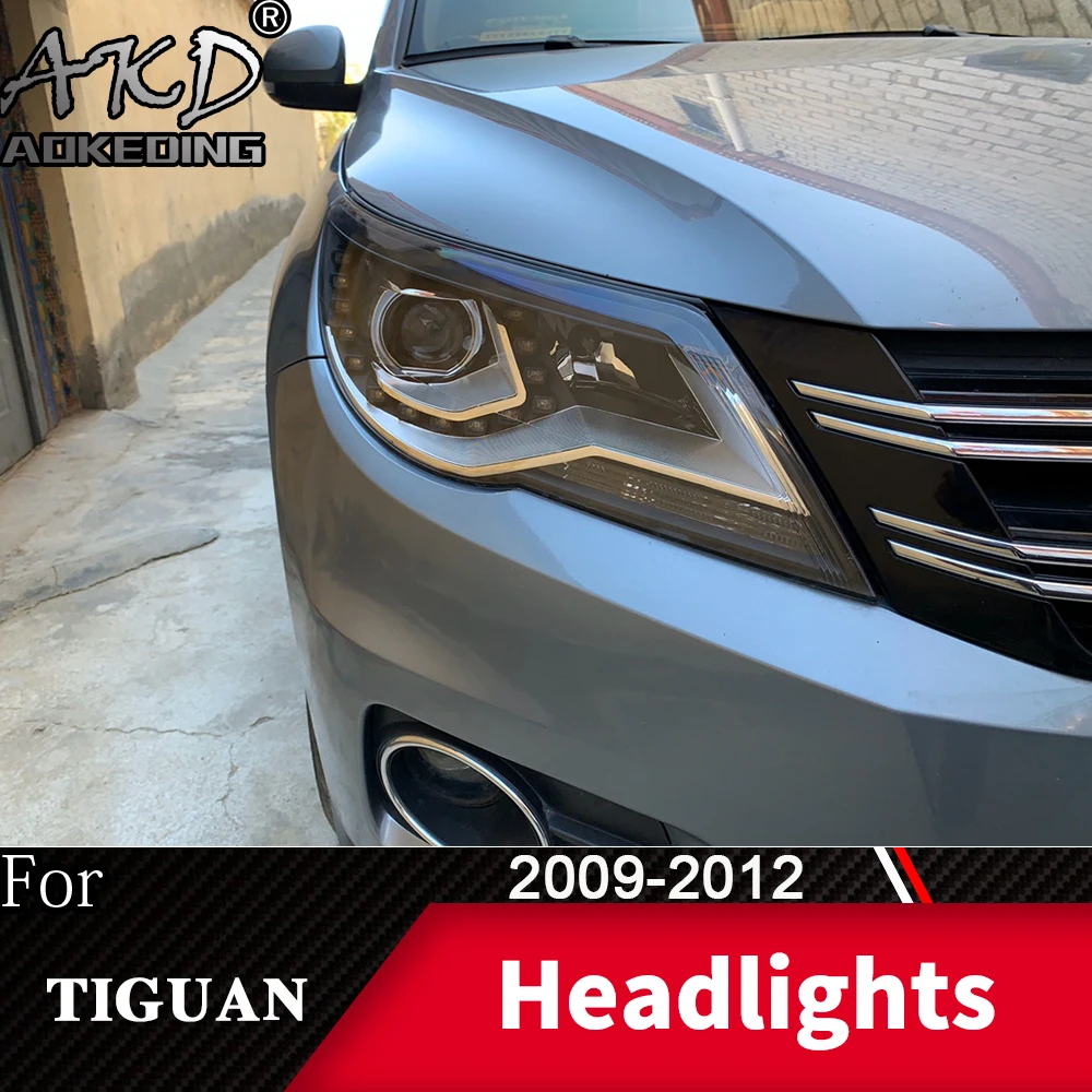 Фара для автомобиля VW Tiguan 2009-2012 Tiguan головной светильник s противотуманный светильник s дневной ходовой светильник DRL H7 светодиодный Биксеноновая лампа автомобильные аксессуары