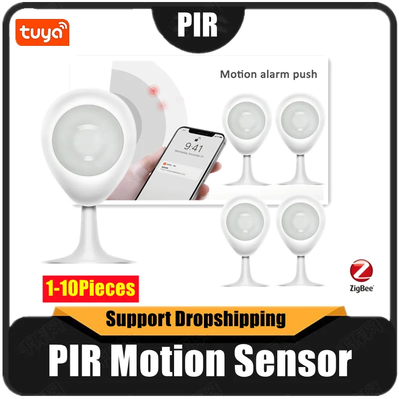 

1-10PCS Tuya ZigBee 120 Degree PIR Motion Sensor Smart Home Infrared Detector Via Smart Life Control Security Bite Alarm Sensor