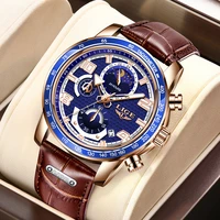 2022 lige new casual leather watch for men waterproof quartz mens watches top brand luxury creative wristwatch relogio masculino