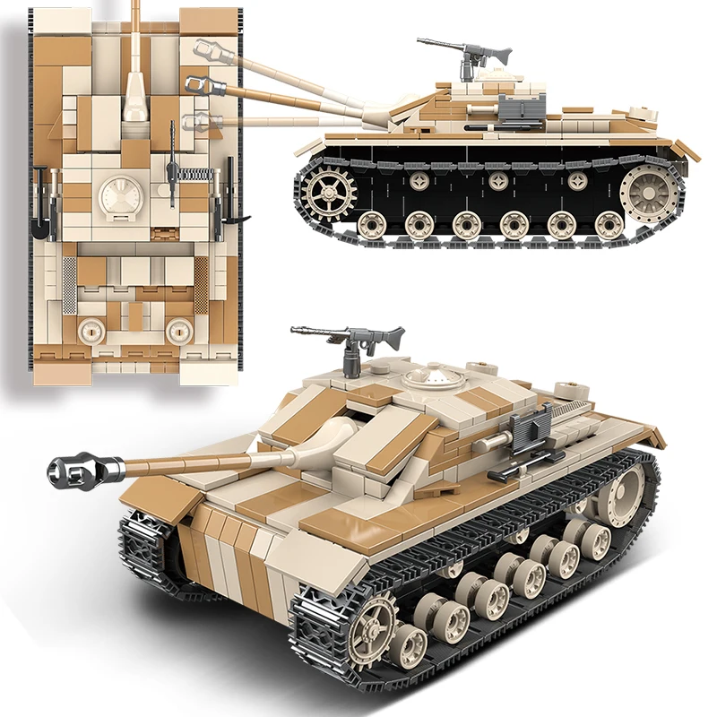 

721Pcs WW2 Military German Tank III Building Blocks Assault City Army Soldier Police Bricks DIY Toys Gifts for Children