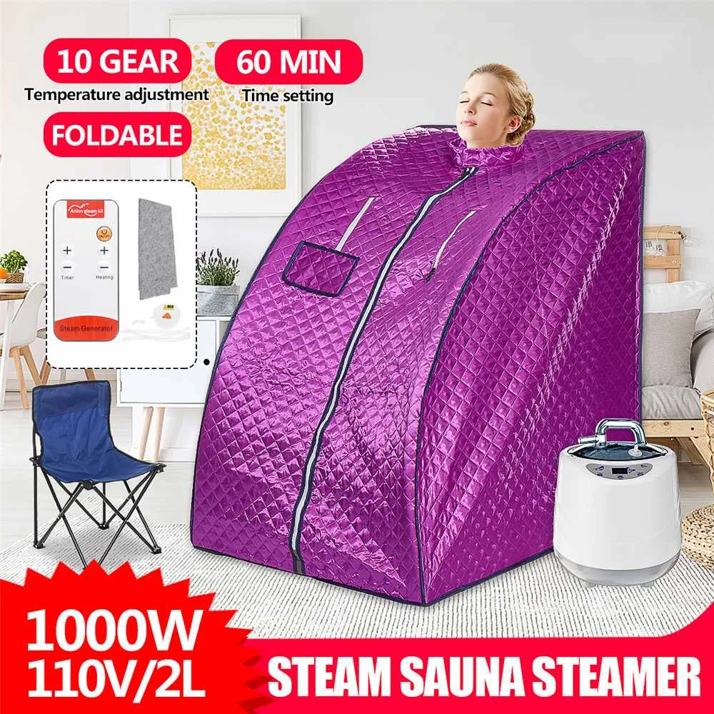 

2L 1000W Portable Steam Sauna Tent Folding Sauna Room Sauna Cabin Home Spa Full Body Loss Weight Detox Beauty US Plug