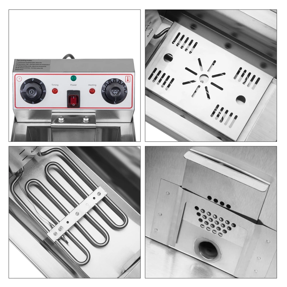 

ZOKOP EH102V 16.9QT / 16L Total Capacity 24.9QT/23.6L Stainless Steel Faucet Double Tank Deep Fryer