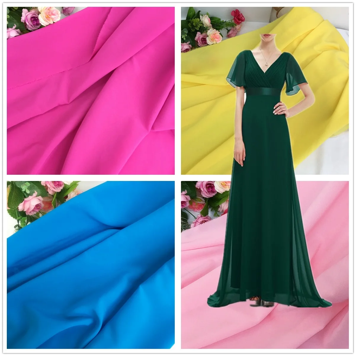 1 метр шифоновая ткань стрейч для женского платья Высококачественная 140 г/метр 150