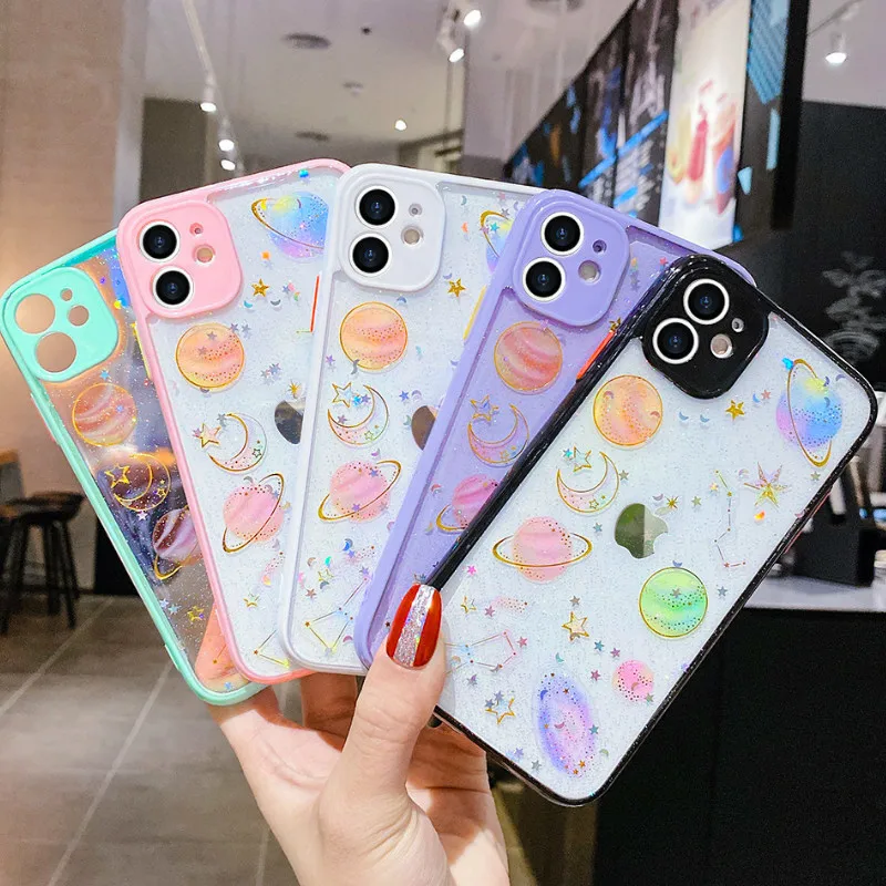 

Star Sequins Glitter Cute Case for IPhone 11 Pro Max 12 Mini X XR XS 7 8 Plus SE2 Clear Soft Silicone Cover Transparent Coque