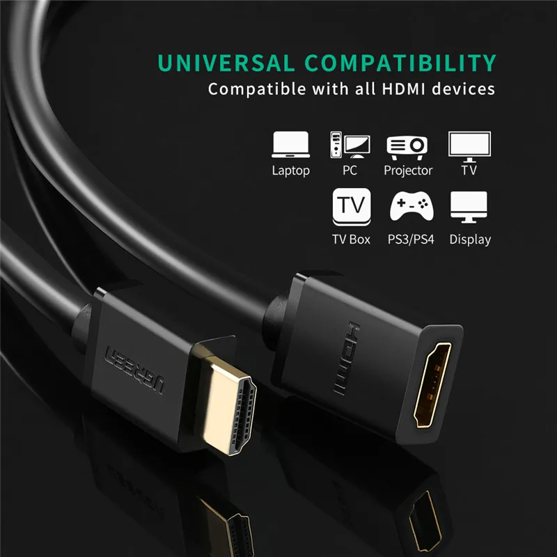 Ugreen HDMI-совместимый Удлинительный кабель 4K 60Hz V2.0 мужской и женский для HDTV