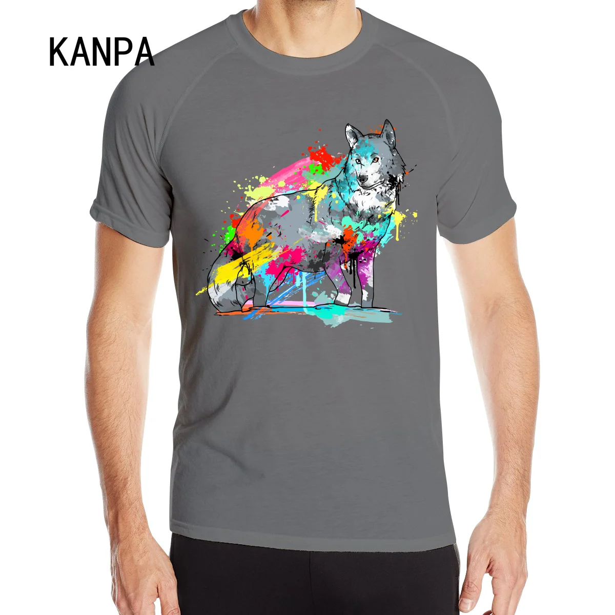 

Wolf Design Gray T Shirts Men Short Sleeve Tops Tees Quick Dry T-shirts for Running Fitness Cycling Sportwear Fashion Workout