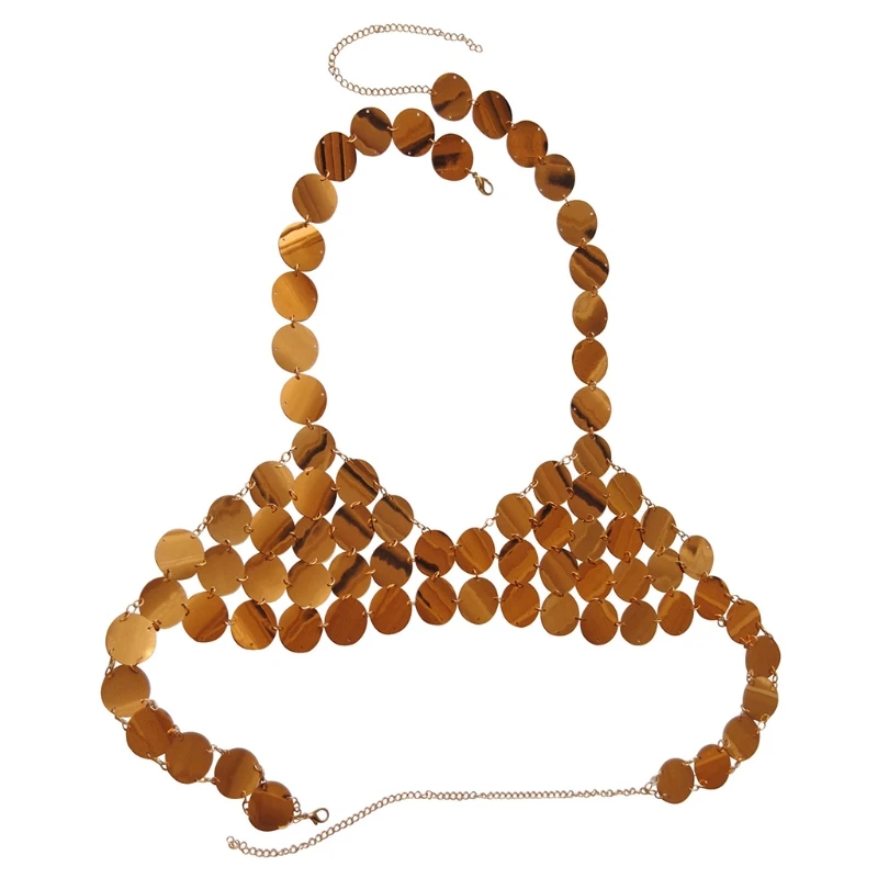 

Топ с блестками в стиле бохо с круглыми блестками, сексуальный бюстгальтер на бретелях, цепочка для женского праздника, бикини, ювелирные из...