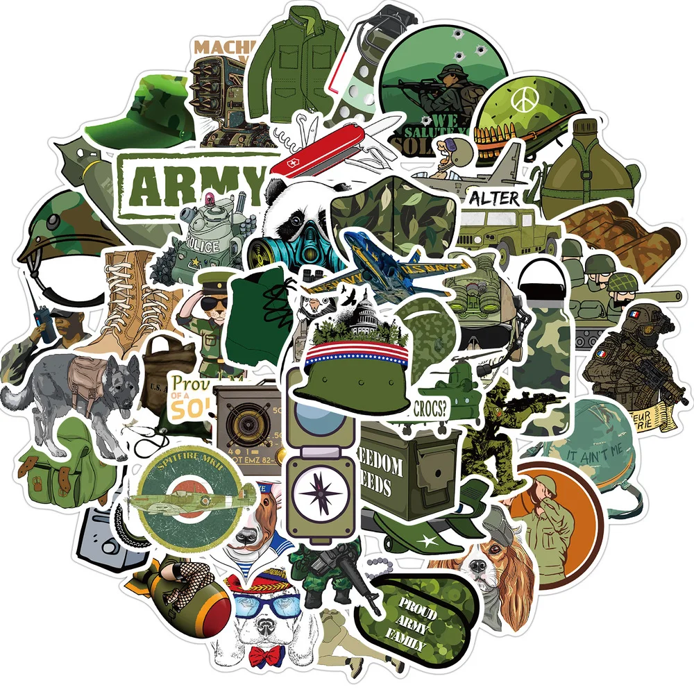 Pegatina de Graffiti militar del ej&eacute;rcito, pegatinas de coche y calcoman&iacute;as DIY para ordenador port&aacute;til, Skateboard, funda de tel&eacute;fono, juguetes de Motor, 50/100 Uds.-2