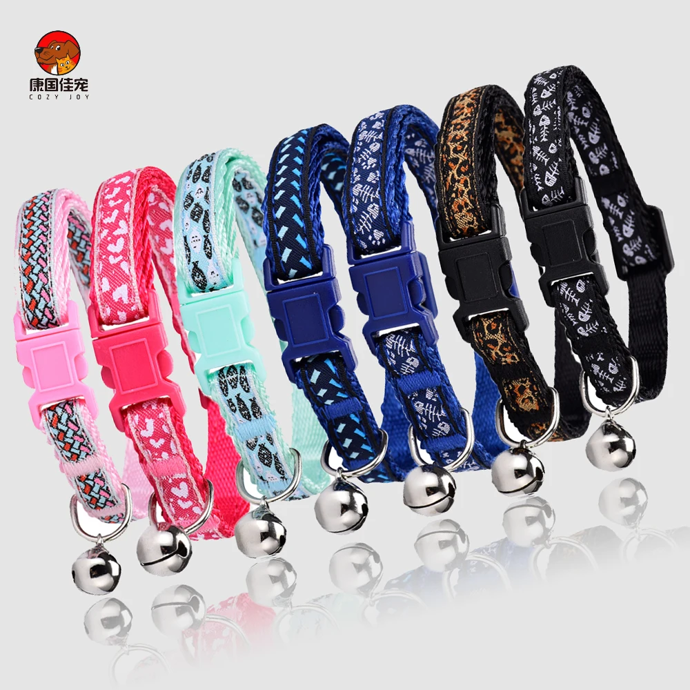 

Cute Cat Collars with Bell Pendant Adjustable Safety Kitten Collar Puppy Chihuahua Raabit Necklace With Bells Pets Accessories