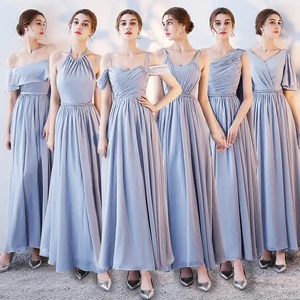 Bridesmaids Dresses Illusion Short Luxury Blue Strapless Floor-Length Lace Tulle Off The Shoulder Women Wedding Party Gown E100 Bridesmaids Dresses Illusion Short Luxury Blue Strapless Floor-Length Lace Tulle Off The Shoulder Women Wedding Party Gown E100