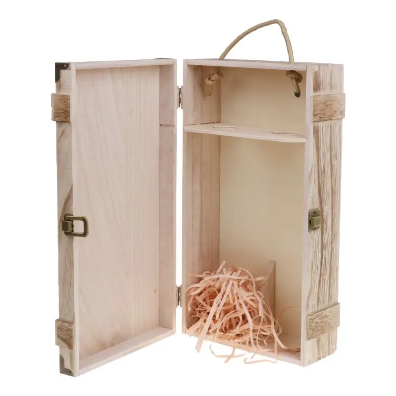 2020 винтажный деревянный 2 ящик для бутылки красного вина хранения чехол