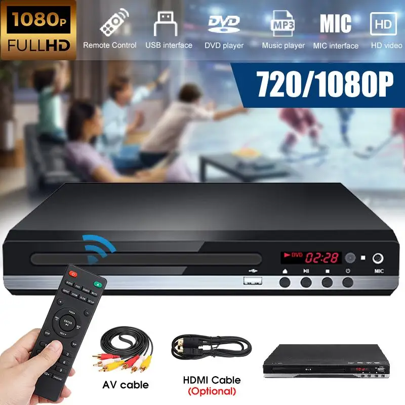 

Multi System 720P/1080P Full HD DVD Player USB DVD Player Multimedia Digital DVD TV Disc Player Support CD RW SVCD VCD MP3