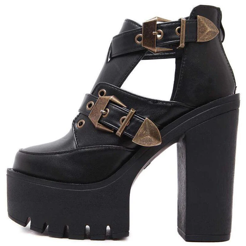 Женские ботинки на низком каблуке обувь платформе осенние Женская в готическом