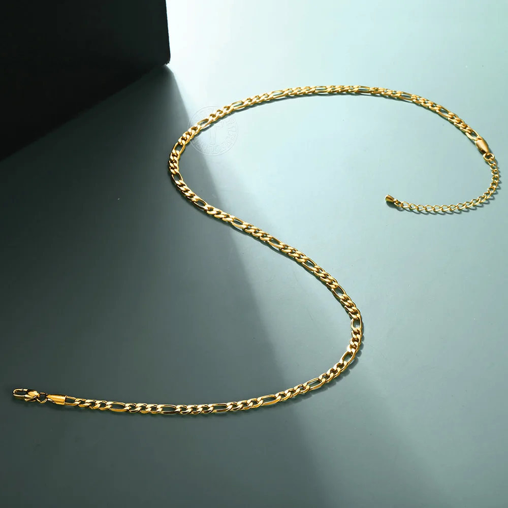 5 мм золотая цепочка из нержавеющей стали колье ожерелье для мужчин и женщин Figaro 18