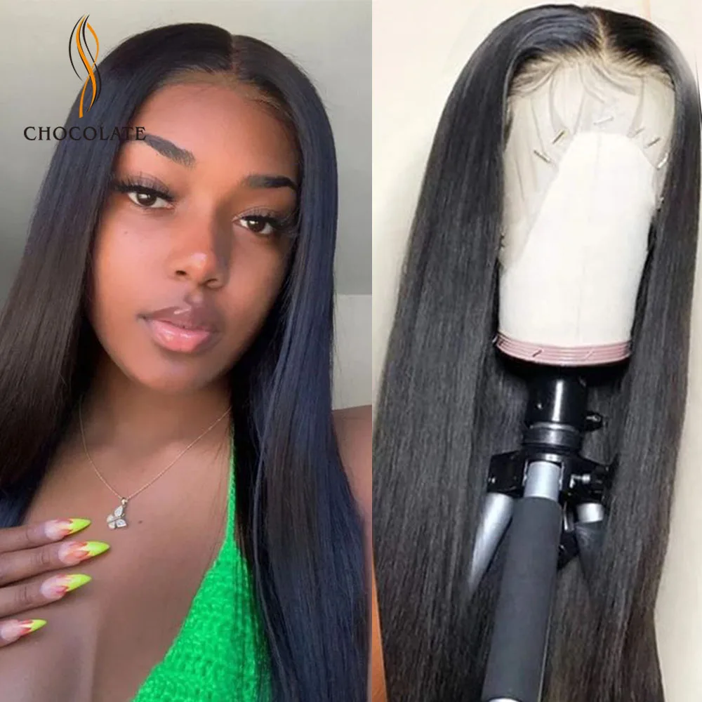 360 фронтальные человеческие волосы парики Remy длинные перуанские прямые шнурка