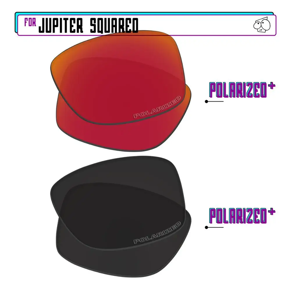 EZReplace Polarized Replacement Lenses for - Oakley Jupiter Squared Sunglasses - BlackPPlus-RedPPlus