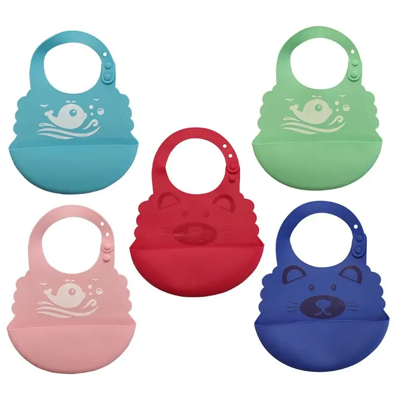 

Водонепроницаемые детские силиконовые нагрудники, карманное Слюнявчики для кормления младенцев и еды H9EF
