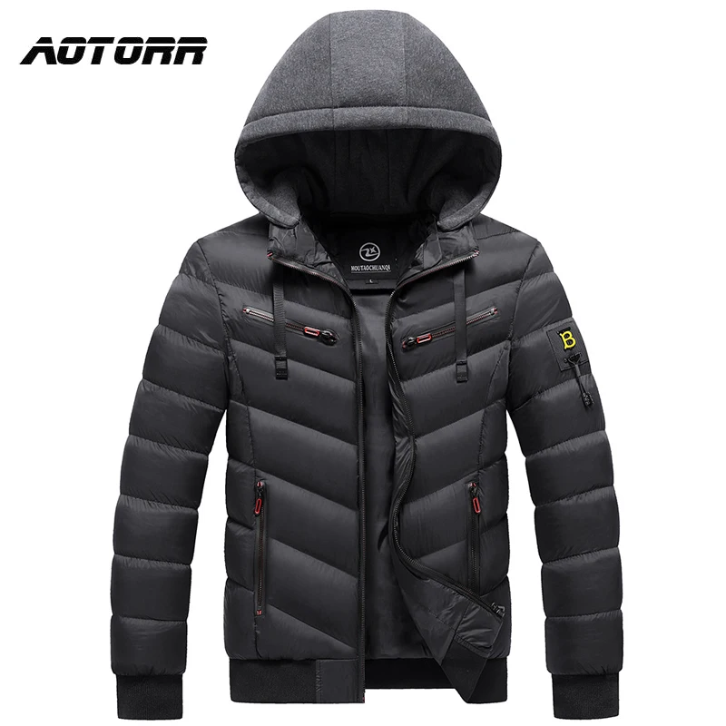 Хлопковая куртка зимние парки с капюшоном мужская теплая плотное пальто на
