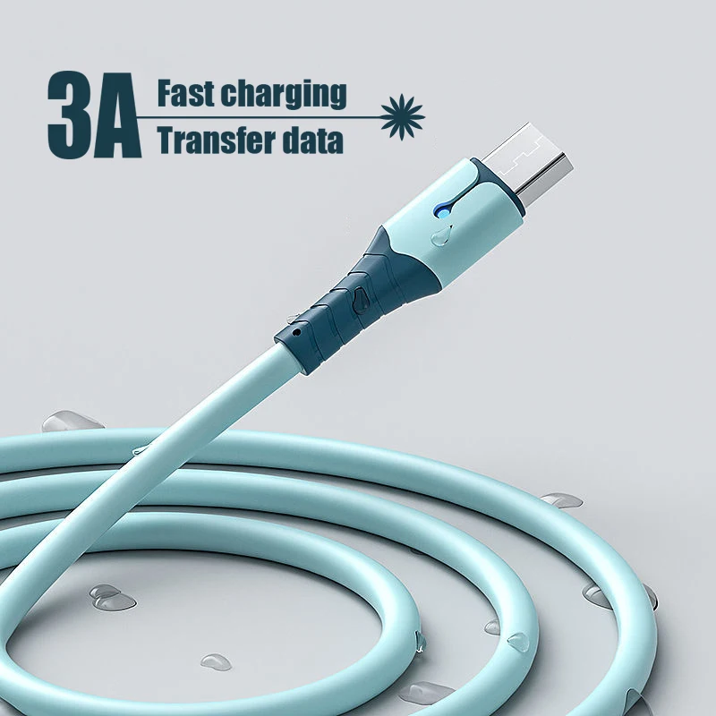 USB кабель для жидкостной зарядки Android поддерживает 3 А быстрая зарядка Micro Type C