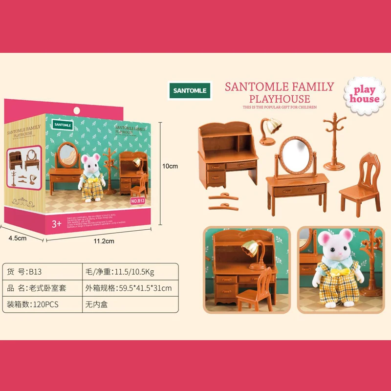 1:12 Forest Animal Family Villa Furniture Doll Toy Forest Family Mini Bedroom Set DIY Miniatura Doll House Children Furniture images - 6